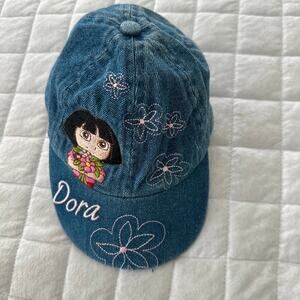 Dora the Explorer Kids Hat Cap Embroidered Denim Logo Graphic Y2K TV Cartoon
